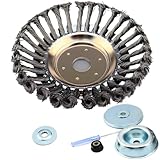 YHLFOOZ 8 Inch Rotary Steel Wire Weed Brush Blade for String Trimmers, Gardening Lawnmower, Moss Grass Rust Removal (with Universal Adapter Kit)