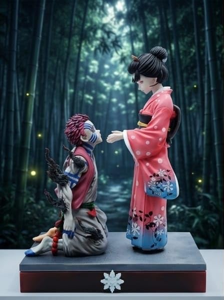 Image of Demon Slayer Akaza and Koyuki Action Figure Statue - Hakuji and Koyuki Emotional Scene Anime Collectible Figurine, PVC Model Desk & Room Decor Gift for Fans