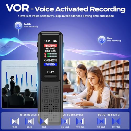 Image of Arvox 32GB Voice Recorder Device with AI Noise Reduction & Mp3 Player with Earphones,Audio Recording Device /Voice Recorder Mic Upto 50 Hours for Meetings /Lectures (Black)
