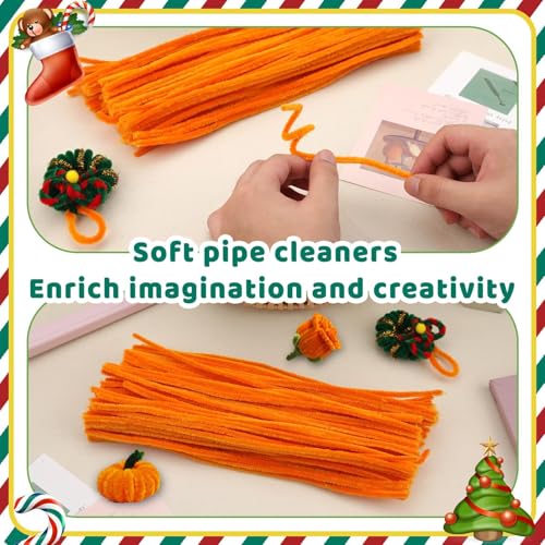 Image of Hssugi Orange Pipe Cleaners 100PCS Pipe Cleaners Bulk Craft Supplies | Pipe Cleaners Craft Fuzzy Sticks for DIY Art and Craft Projects Home Decoration