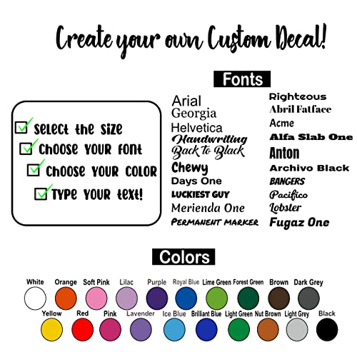 Custom Decal Vinyl Letter Stickers - Window Wall Windshield Car Bumper Door Lettering Personalized Made Business Text Make Your Own Large Customized Name Vehicle Auto Office School Waterproof 2 Lines #TOP1