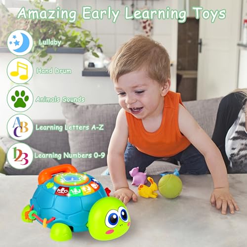 Image of KWYZ Baby Toys 6-12 Months, Musical Turtle Crawling Baby Toys for 12-18 Months, Tummy Time Toys with Light & Sound, Infant Toy 0-3 3-6 6-18M Birthday Gifts for 1 2 Year Old Boy Girl