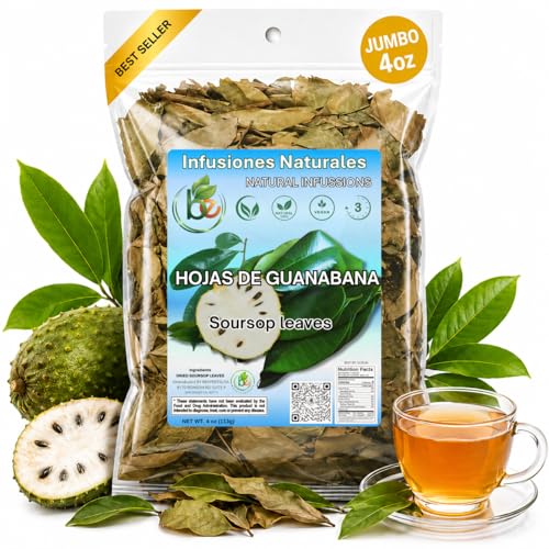 Guanábana Hojas (Soursop Leaves Tea) – Jumbo 4 oz – 100% Natural, Vegan, Non-GMO, Wildcrafted & Authentic – Caffeine-Free Herbal Tea – Makes 30+ Cups