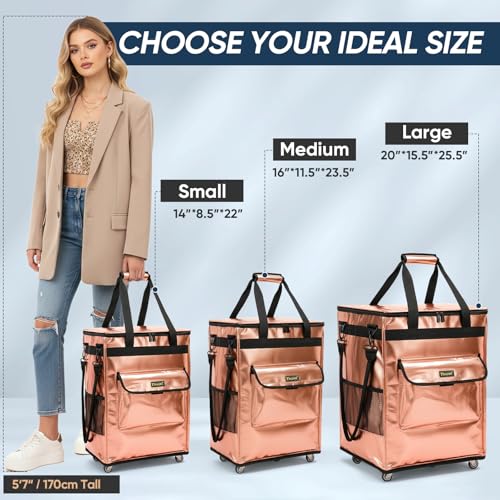 Image of BALEINE Reusable Grocery Bags on Wheels, Rolling Tote Bag, Shopping Trolley, Large Backpack Shopping Carts for Groceries