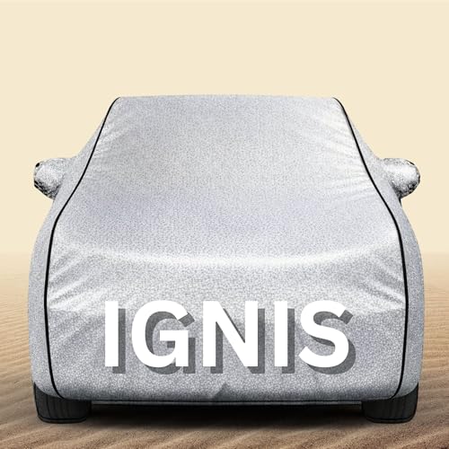 Image of 100% Waterproof Ignis Car Cover Heavy Duty - Premium Polyester Car Body Cover, All Weather Outdoor Protection, UV Resistant, Dustproof, Windproof, Heat Resistant, Scratch Resistant (Silver)