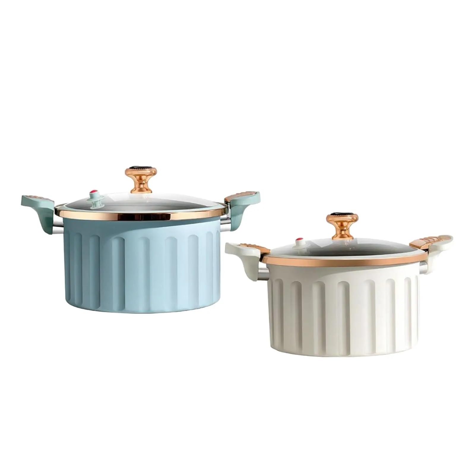 Marmite de Cuisson 8L résistante à la Chaleur fabriquée à la Main avec Couvercle et poignée en Verre pour Induction, Marmite Tous Feux(White)