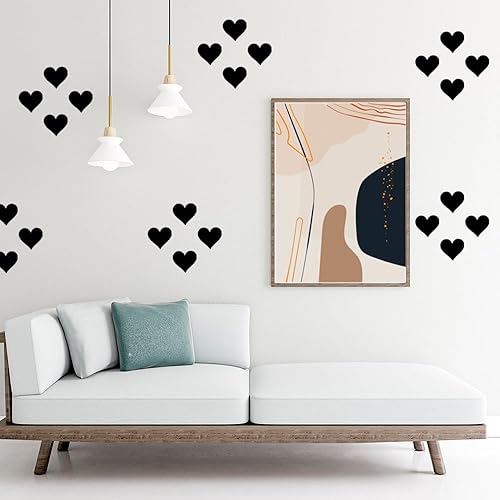 Miniatura 3 de Calcomanías de pared para decoración de pared (negro, corazón de 2 pulgadas)