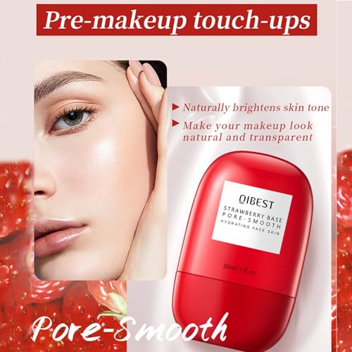 Strawberry Pore Blur Drops- Strawberry Base Pore- Silicone-Free, Oil-Free - Primer Face Makeup Pore Minimizer - Antioxidant Face Serum for Women - Pore Reducer for Hydrating, Glowing - Image 6