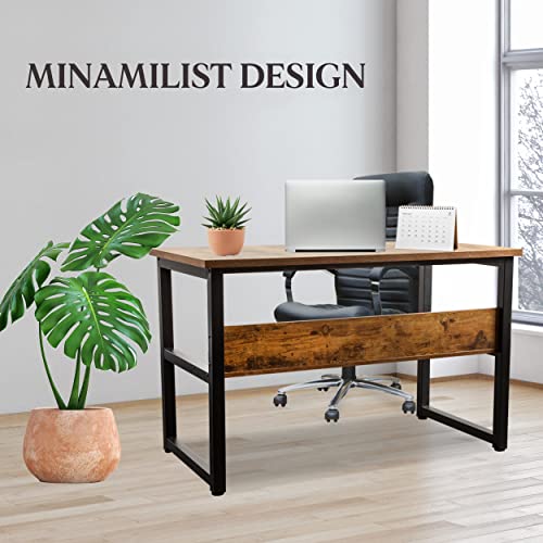 Halter Computer Desk With Storage Office Desk With Shelves For Home Or Office Computer Desk With Shelves For Pc Monitor Desktop Gaming Desk Study Desk Natural Wood Black Metal Frame 55 Inches #TOP4