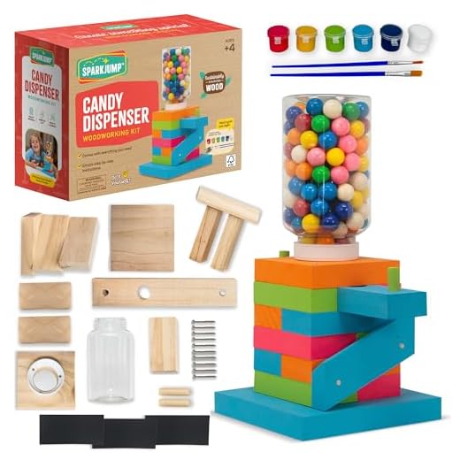 SparkJump DIY Candy Dispenser Wood Building Kit | Real Wood | Great Gift Idea for Boys and Girls Alike | STEM Teaching Tool