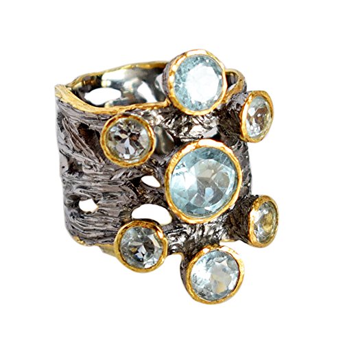 Bague cocktail topaze bleue et argent 925 fait main pour éclat raffiné