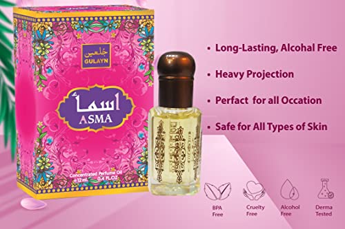 Gulayn Asma Perfume Oil Alcohol-Free Concentrated Arabian Perfume Oil, Attar Oil, Arabian Fragrance Long Lasting, Floral Fresh Fruity Jasmine Musk , Arabic Perfumes For Women 12Ml #TOP2
