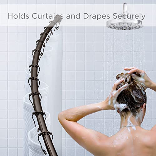 Bath Bliss Curved Shower Rod | Adjustable 42"-72" Inch | Bathroom Shower Curtain And Liner Rod | 33% More Space | Wall Mounted | Easy Installation | Oil Rubbed Bronze #TOP2