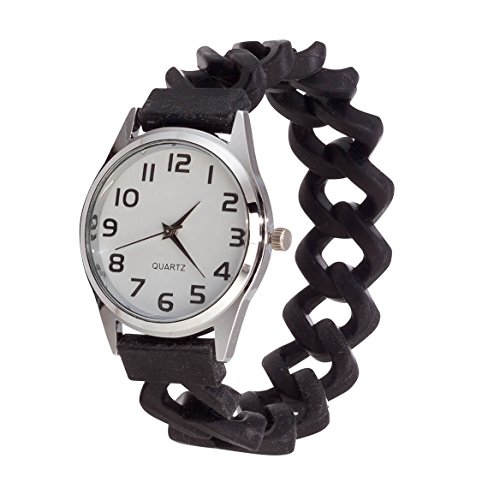 Trenton GiftsPerfect Fit Women's Easy Read Silicone Stretch Watch | by Trenton Gifts (Black)