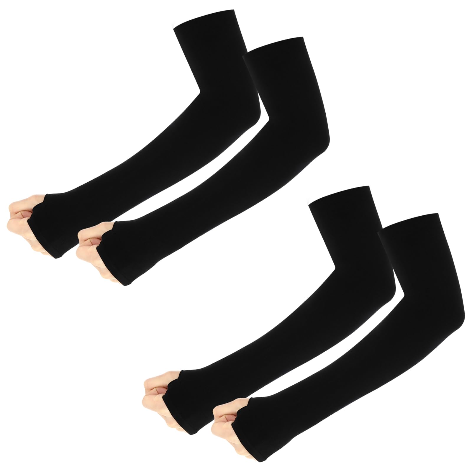 Ouligay 2 pares manguitos gaming protectores brazo UPF 50+ verano refrescantes mujer hombre voleibol baloncesto fútbol golf negro talla única