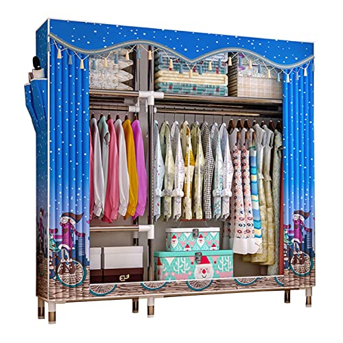 Armario de lona portátil de 126x46x173 cm con barra para colgar y estantes organizadores