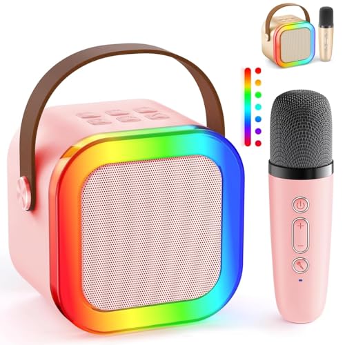 Image of Fully Karaoke Mic with Speaker for Singing Mini Portable Bluetooth Speaker with Mic and LED Lights Best Birthday Gift for Kids and Adults Pack of 1
