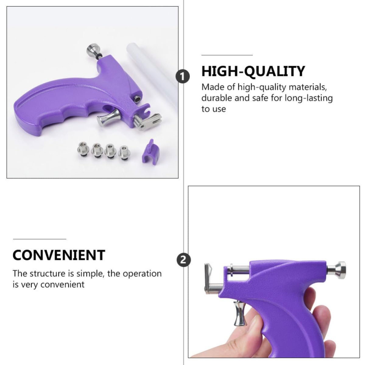 Purple Stainless Steel Ear Piercing Gun for Accurate Positioning