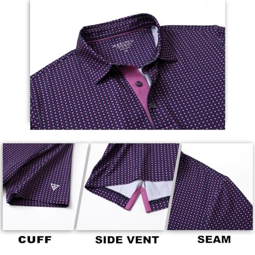 Image of M MAELREG Mens Golf Shirt Short Sleeve Dry Fit Print Moisture Wicking Performance Patterns Collared Polo Shirt