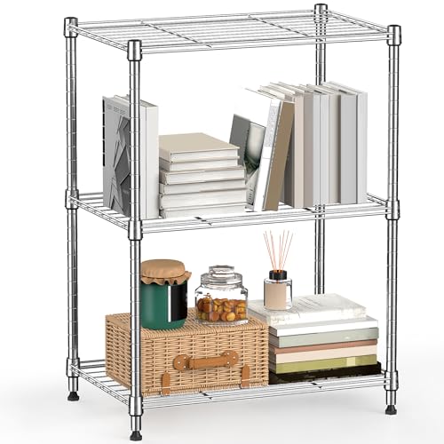 Image of M MZG 450 lbs Wire Storage Shelving 3-Tier Utility Shelving Unit Steel Organizer Wire Rack for Home,Kitchen,Office,Chrome(11.8 inch D x 17.7 inch W x 26.4 inch H)