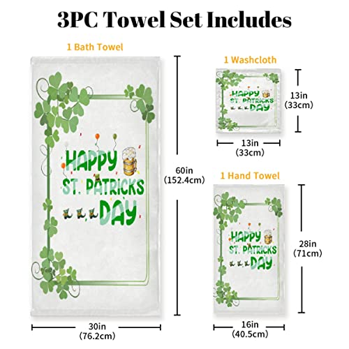 Atthadassi St Patrick's Day Happy Day Bathroom Towel Set, 1 Bath Towel, 1 Towel, 1 Hand Towel, Christmas Decorative Towels ，Soft Absorbent Bath Towel For Bathroom Kitchen Beach(3-Pc) #TOP1