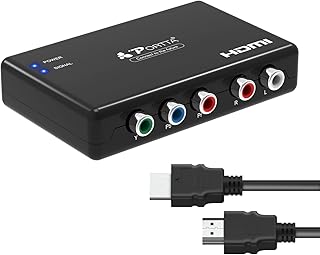 Portta Component to HDMI Converter with HDMI Cable, RGB to HDMI Adapter, 5 RCA YPbPr to HDMI Video Converter, Support 1080p 60Hz for PS2 PS3 Xbox 360
