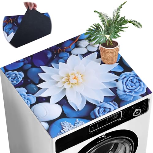 Nuyoah Housse Machine a Laver Dessus Tapis Lave Linge 60x60cm Couverture de Protection Antidérapant Tapis Couvre Seche Linge Impermeable pour Buanderie Plan de Travail de Cuisine