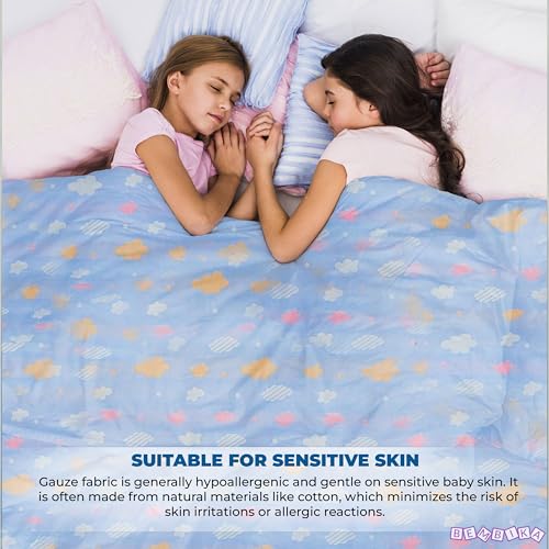 Image of BEMBIKA Baby Essential Multipurpose Blanket for Baby 6 Layer Cotton Gauze Baby Stroller Blanket Baby Swaddle Soft Blanket Bath Towel for Newborn, Infant and Small Kids-1 Pc (Cloud Blue)