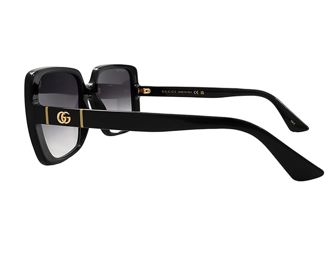 Gucci Casual Round Sunglasses, Black-Black-Grey, 56
