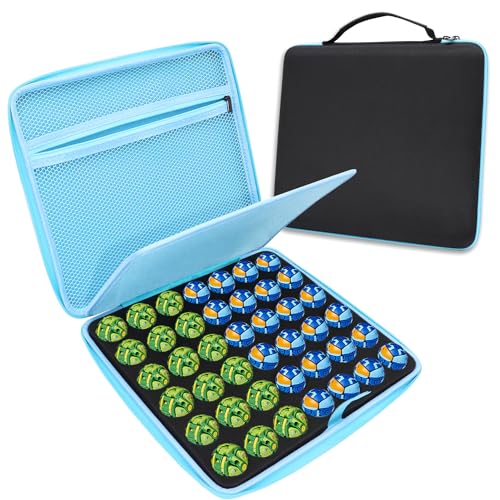 FCDYLBD Toy Organizer Storage Case Compatible with Bakugan Figures/BakuCores/Battle Figure/Trading Cards/Mini Toys/Small Dolls Hard Carrying Organized Container Holder. (Box Only) (42 Blue-1)
