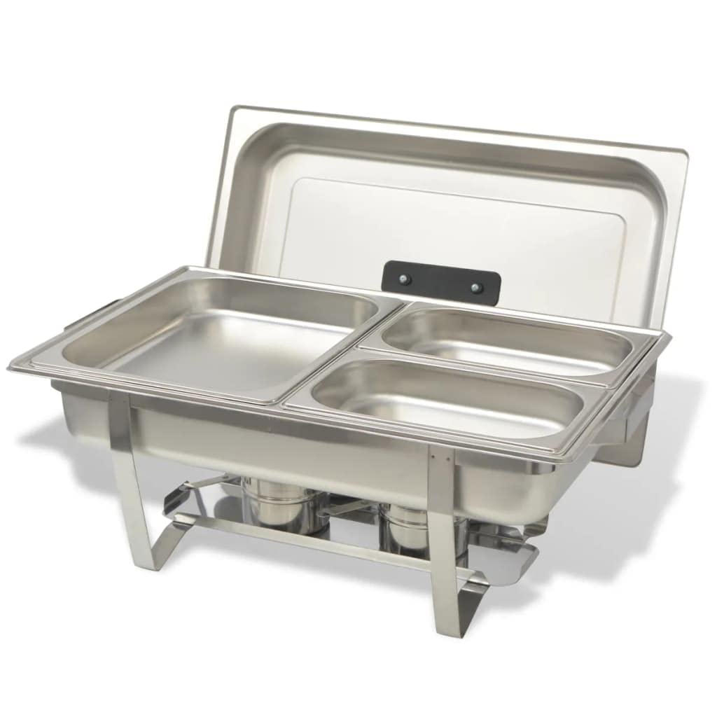 Set di 4 scaldavivande in acciaio inox, per cucina e sala da pranzo, buffet, per feste, eventi e catering, design durevole ed elegante