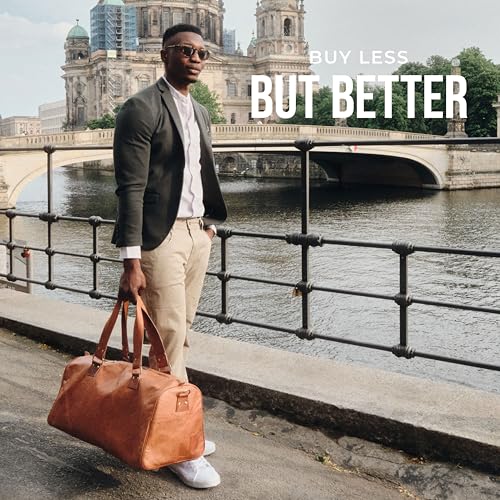 Berliner Bags Vintage Weekender Oslo Reisetasche aus Leder Damen Herren Braun Groß 45l (Mit Schuhfach)
