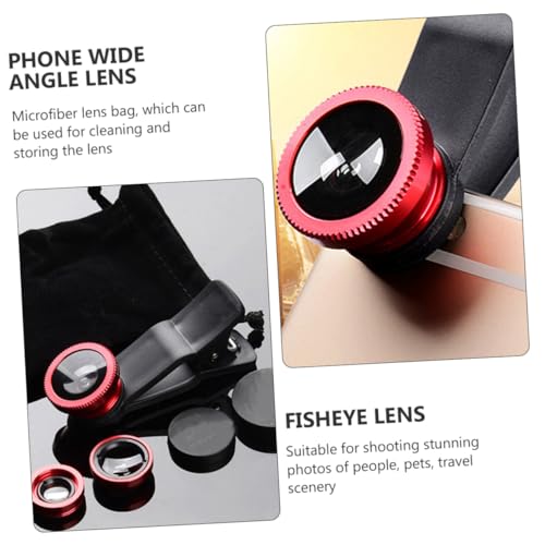 Housoutil 2 Sets Phone Lens Smartphones Mobile Phones On Fisheye Lens Fisheye for Phone Wide Angle Lens Clip-on Phone Camera Lens Phone Fisheye Lens Mobile Camera Lens Red Metal Intelligent