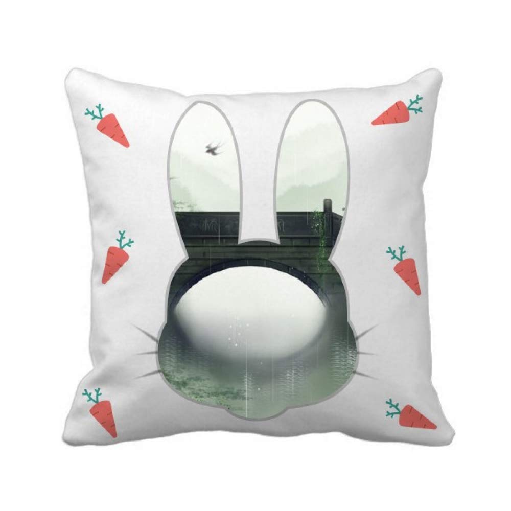 Coussin chinois aquarelle lapin pour décoration de canapé de saison