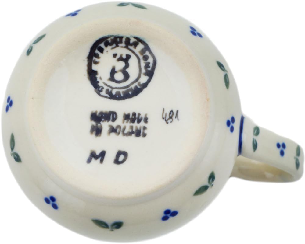 Polmedia Polish Pottery Mug 13 oz - Sunset Bloom Fiesta Pattern Handmade in Boleslawiec Poland by Ceramika Bona + Certificate of Authenticity