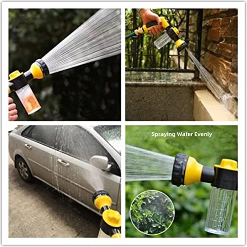 Water Hose Nozzle 8 Spray Patterns Spray Nozzle High Pressure Garden Foam Gun Hose Nozzle With Built-In Soap Dispenser - Yellow #TOP6