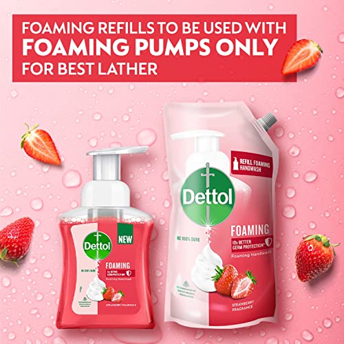 Image of Dettol Foaming Handwash Refill - Strawberry, 700ml | Rich Foam | Moisturizing Hand Wash | Soft on Hands (Pack of 2)
