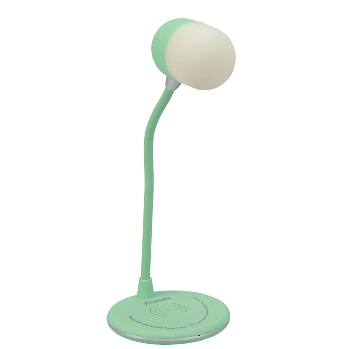 Promate LumiQi lampa biurkowa LED z bezprzewodową ładowarką Qi, regulowana lampa stołowa z czujnikiem dotykowym typu łabędzia szyja z głośnikiem Bluetooth 3 W i bezprzewodową ładowarką z certyfikatem