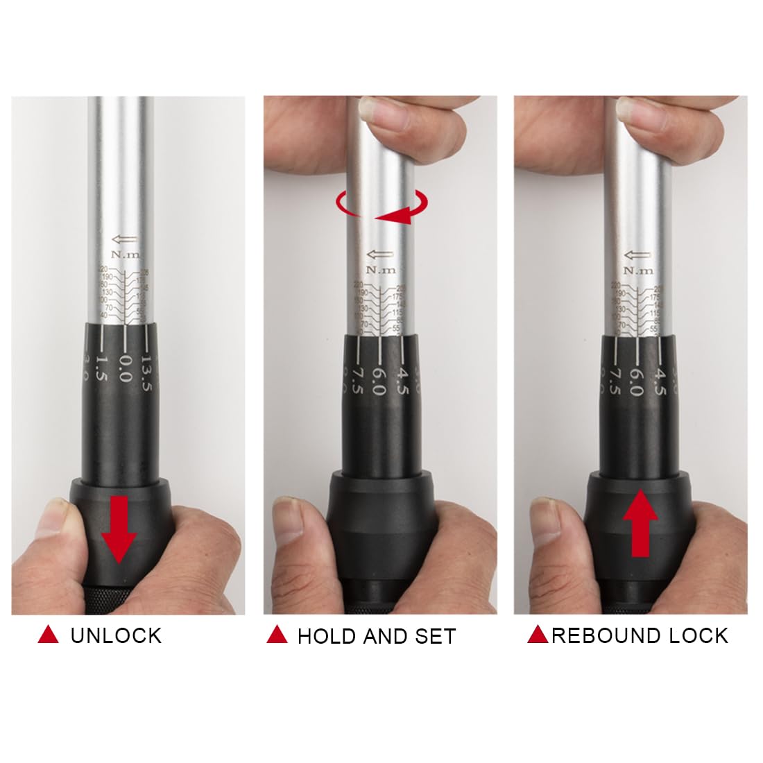 Awang Juego de llaves de torque 1/2”, 25-220 Nm con adaptador, extensión y maletín, preciso y fácil de usar para automóvil y motocicleta
