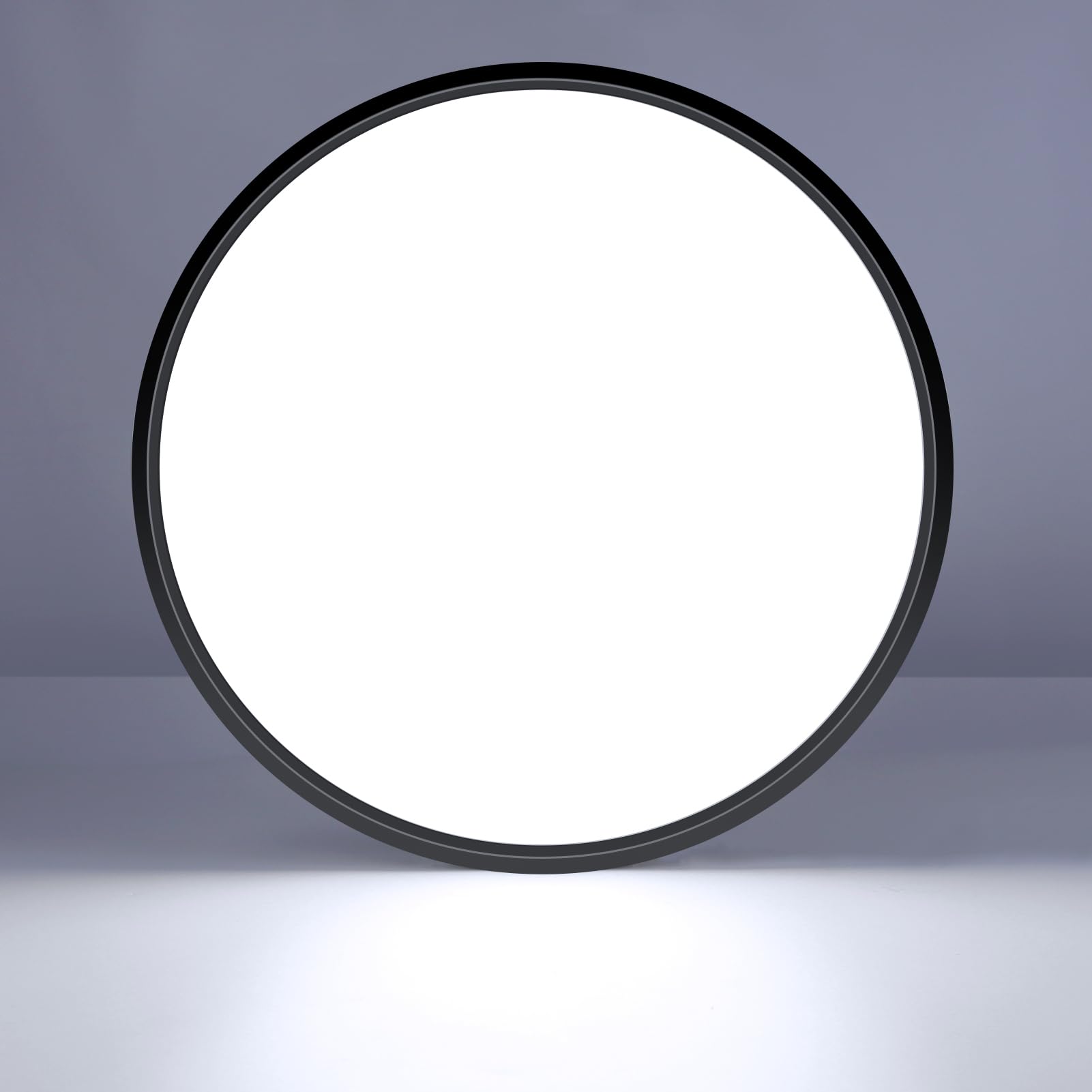 15.7in/40cm 32W LED Flush Mount Ceiling Light, 6000K Cool White Bathroom Light, 3800LM, Black Round Ceiling Lights