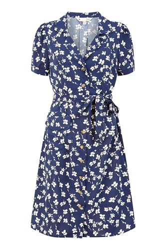 Image of Yumi Navy Daisy Print Retro Shirt Dress 12 Navy