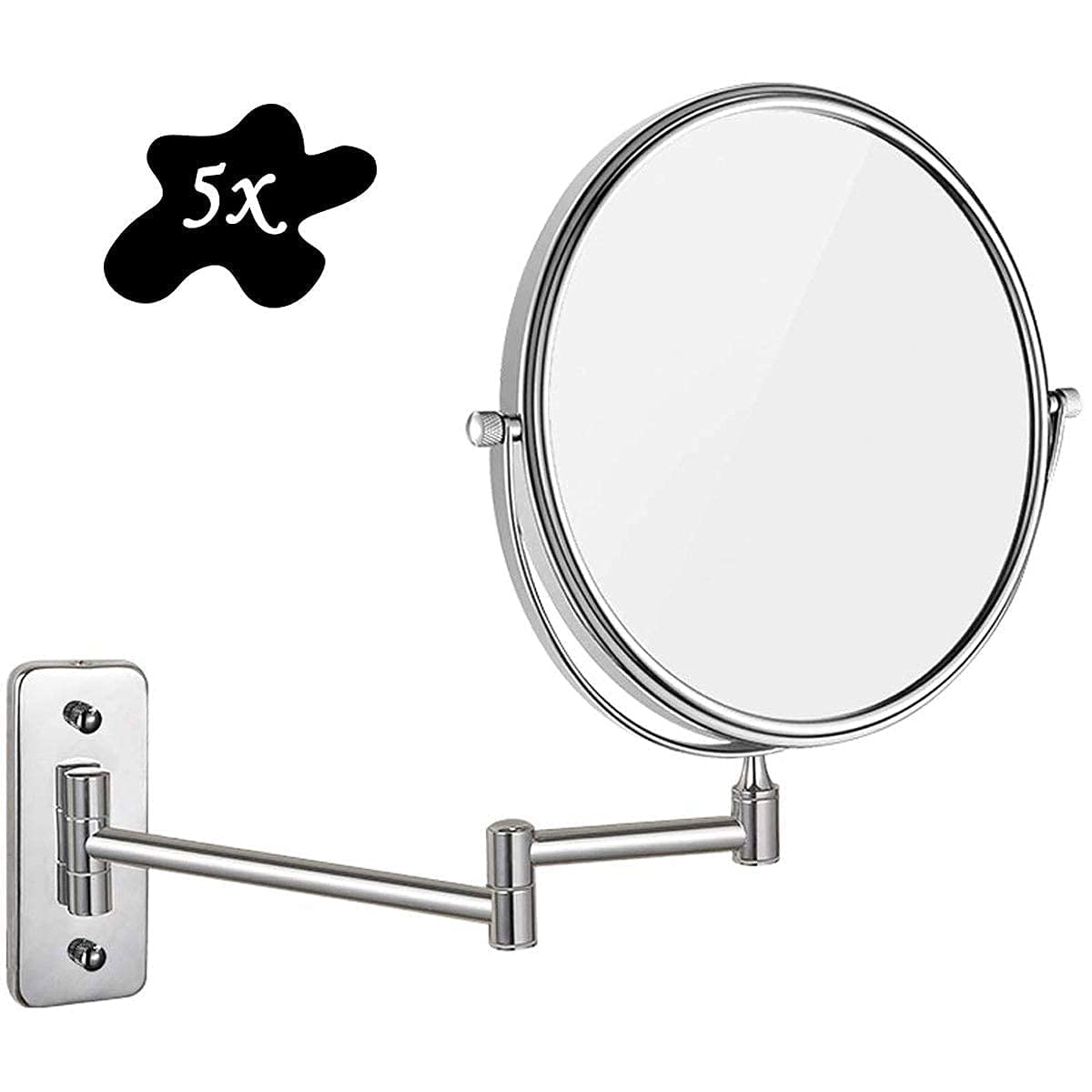 Miroir cosmétique mural double extension pour pose de contacts et rasage