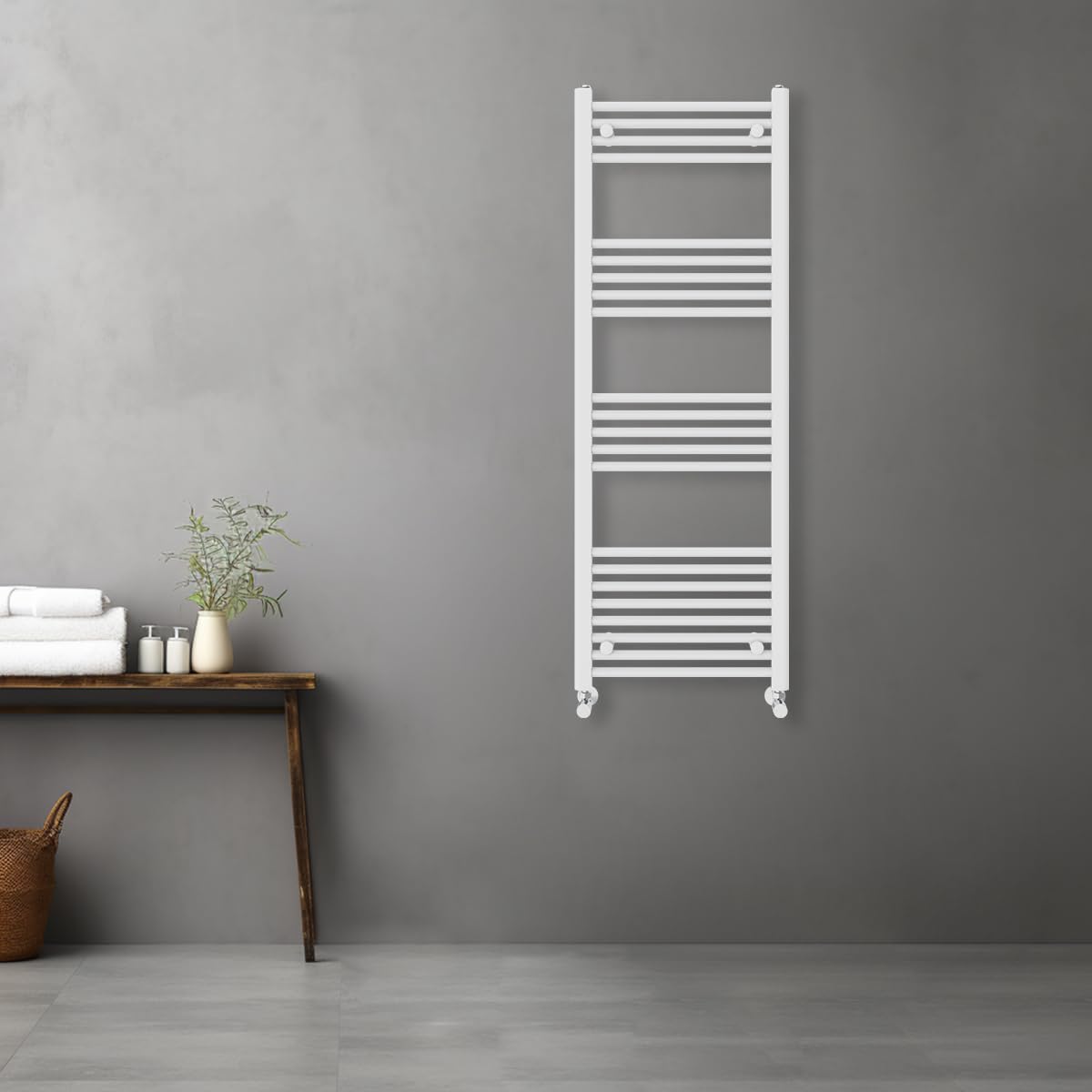 Warmehaus Contemporary Straight Heated Bathroom Towel Rail Radiator Rad - 1400x500mm - White