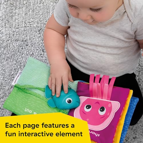 Image of Baby Einstein Ocean Explorers Ocean Opposites Soft Activity Book, Sensory Cloth Book with Textures & Mirror, 0-36 Months