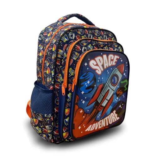 Balboa Mochila de Costas Infantil Space Adventure AMZ-170 Escolar, 3 Compartimentos Grandes, Alças Acolchoadas e Bolso Lateral para Meninos