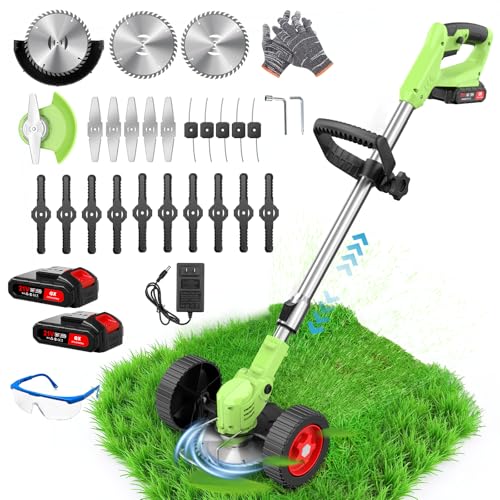 草刈り機 充電式草刈り機 1880W高出力 21V 2*2000mAh大容量 強力電動草刈機...