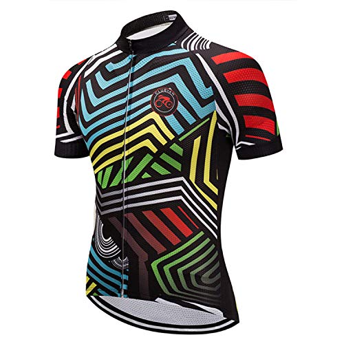 Weimostar Men's Cycling Jerseys Plaid Bike Shirts Short Sleeve Road Biking Jersey for Men Summer Bicycle Wear with 3 Pockets