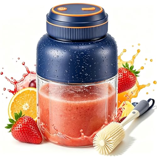 Image of 2026 Upgraded Portable Wireless Juicer Cup, 28 /45 Oz Cordless Electric Juicer Blender with 38 Blades, Leakproof Rechargeable USB-C Personal Blender for Ice Crushing Shakes Smoothies (Blue-28 Oz)