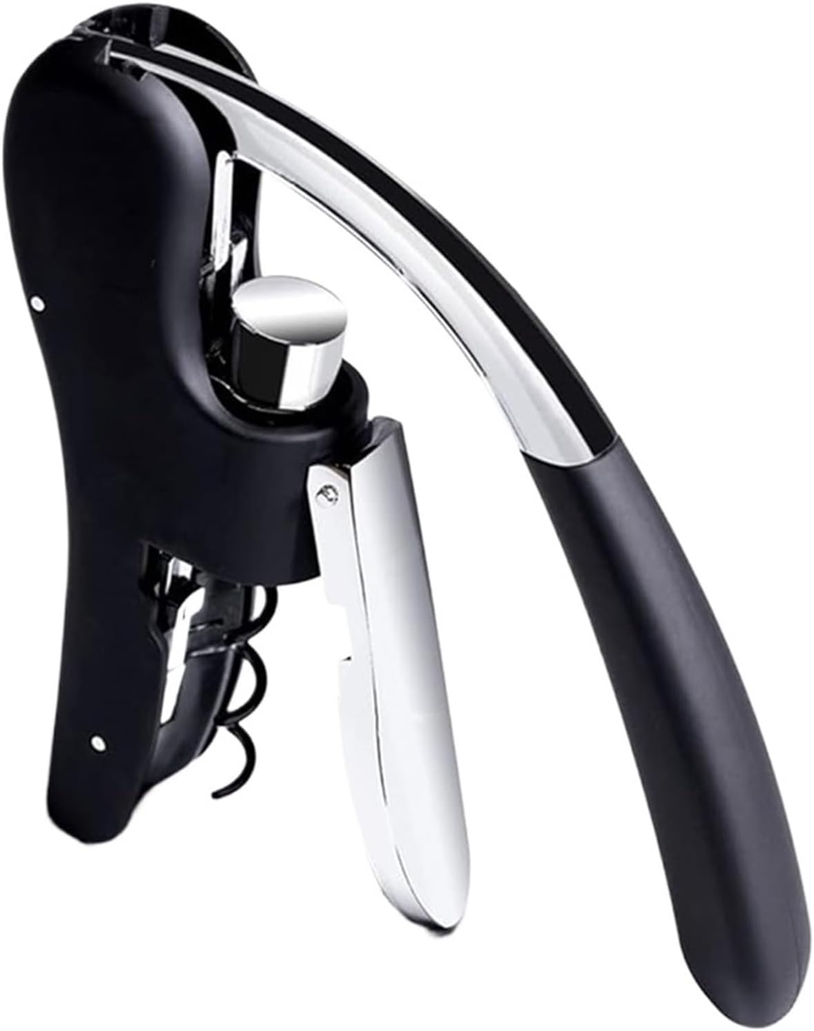 Wine Bottle Opener Manual Vertical Lever Corkscrew with Foil Cutter and Extra Spiral Manual Handheld Corkscrew