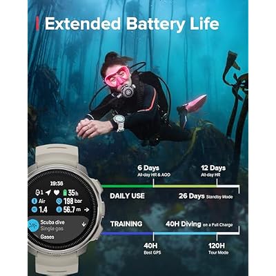 SUUNTO Ocean Dive Computer, GPS Multisport Watch for Training, Underwater Route Tracking & Wireless Tank Pressure Monitor, AMOLED Touchscreen, Dualband GNSS, Offline Map, 26D Battery Life, Sand